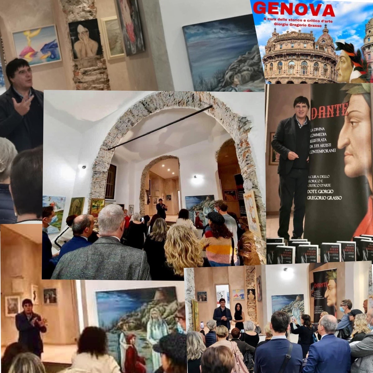 Collective exhibition and presentation of Dante Alighieri's Divine Comedy at Anima Art Gallery in Genoa, featuring a work by Liliia Kaluzhyna.